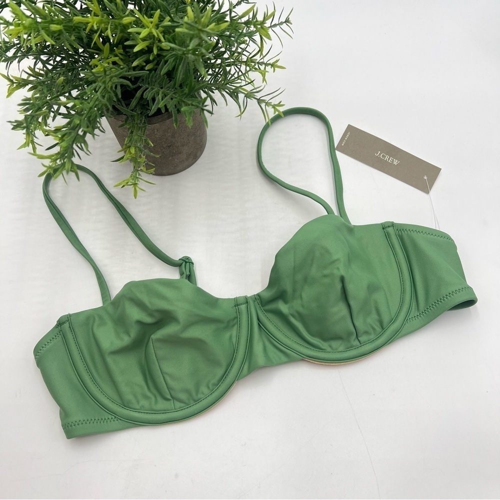 J. Crew Balconette Underwire Bikini Top NWT Rustic Willow Green BX612